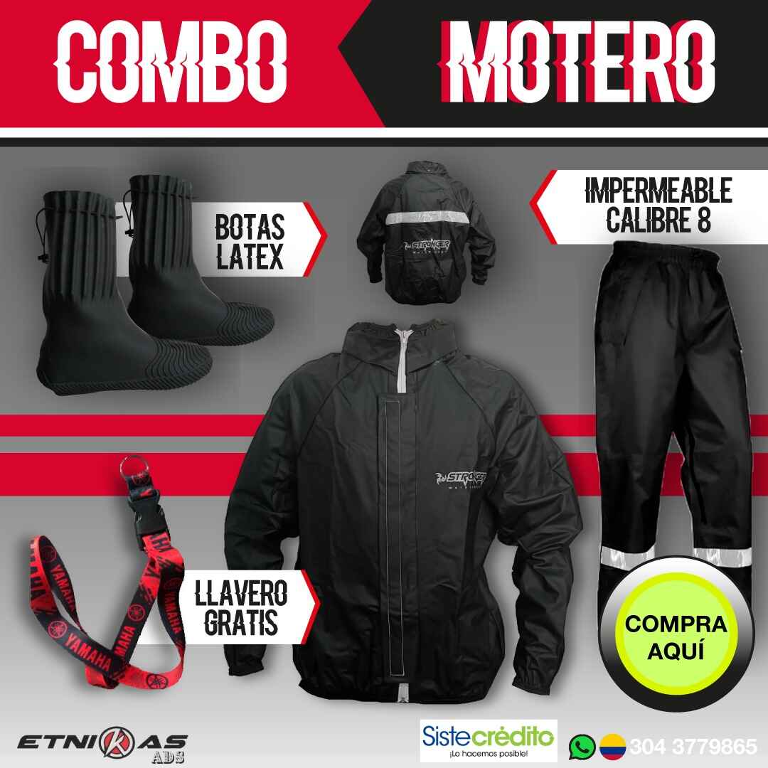 🔥 Nuevo Combo impermeable Motero Rainguard C8+ Botas Latex
