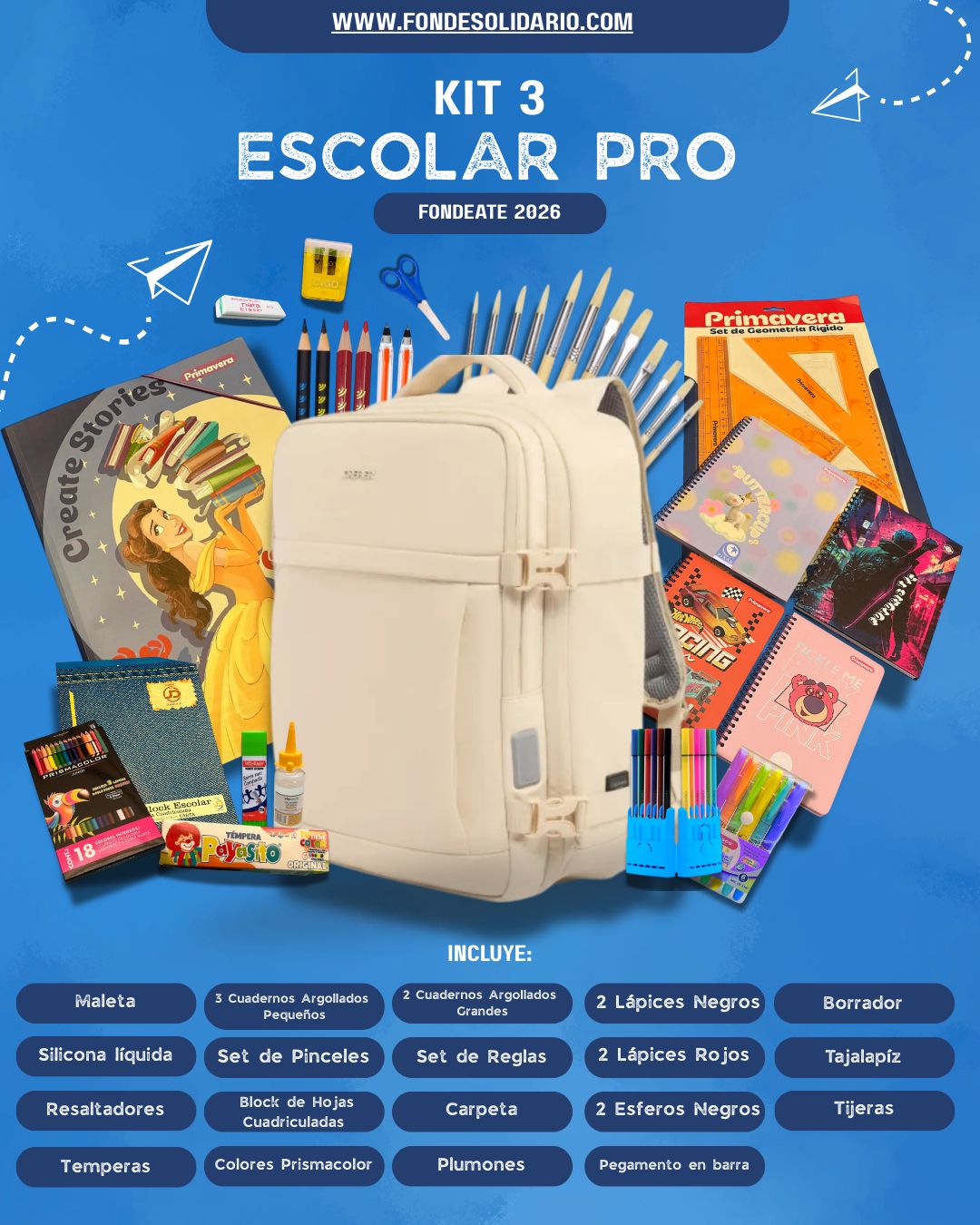 Combo escolar FINO+MORRAL lonchera y cartuchera