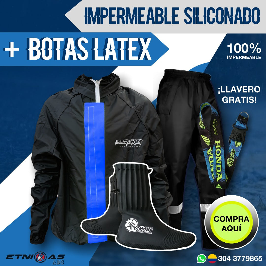 🔥 Nuevo Combo impermeable Motero Rainguard C8+ Botas Latex