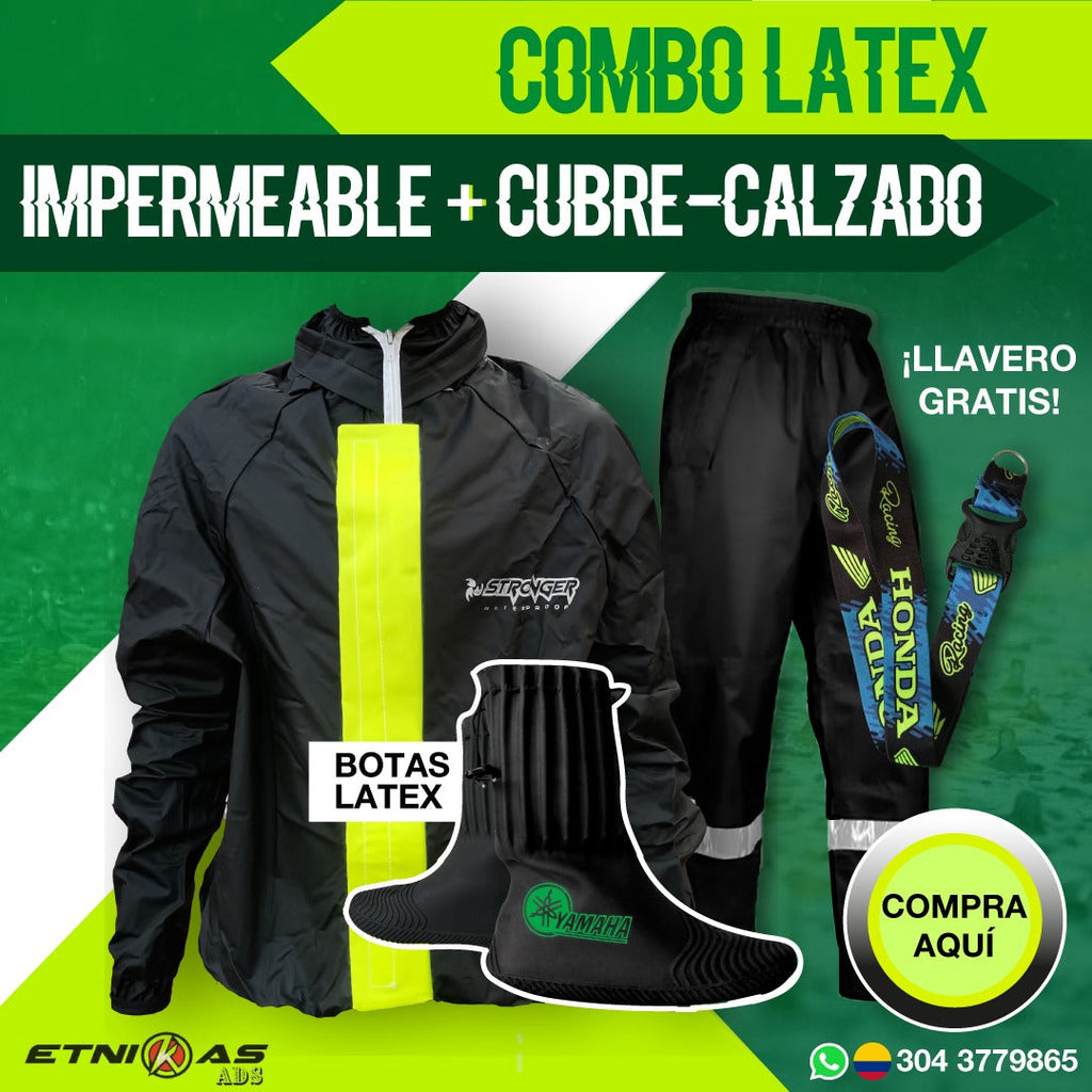 🔥 Nuevo Combo impermeable Motero Rainguard C8+ Botas Latex